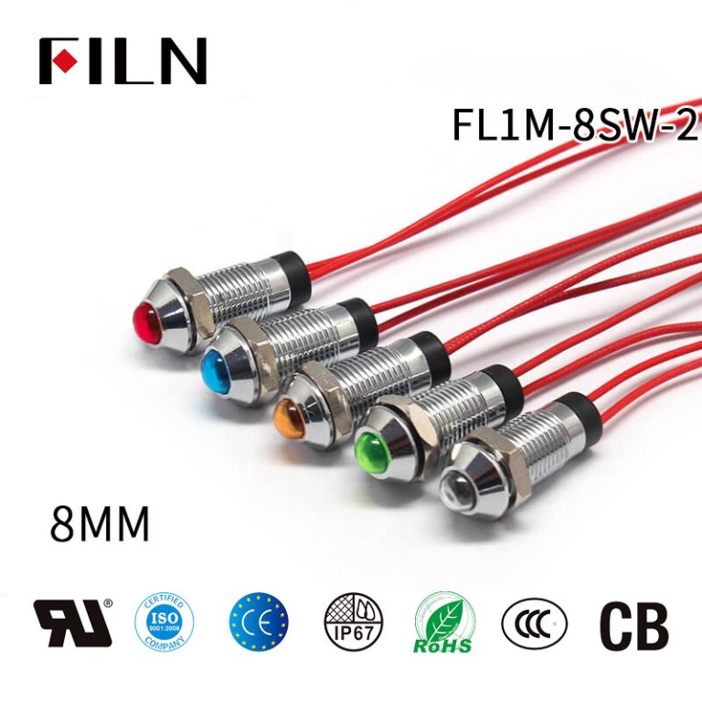 Indicatore luminoso a LED rosso da 8 Volt in metallo da 65 mm IP12 per bici