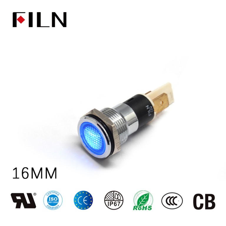 FALT Head IP67 Metal Indicator Light 16MM 220V FALT Head IP67 Metal Indicator Light