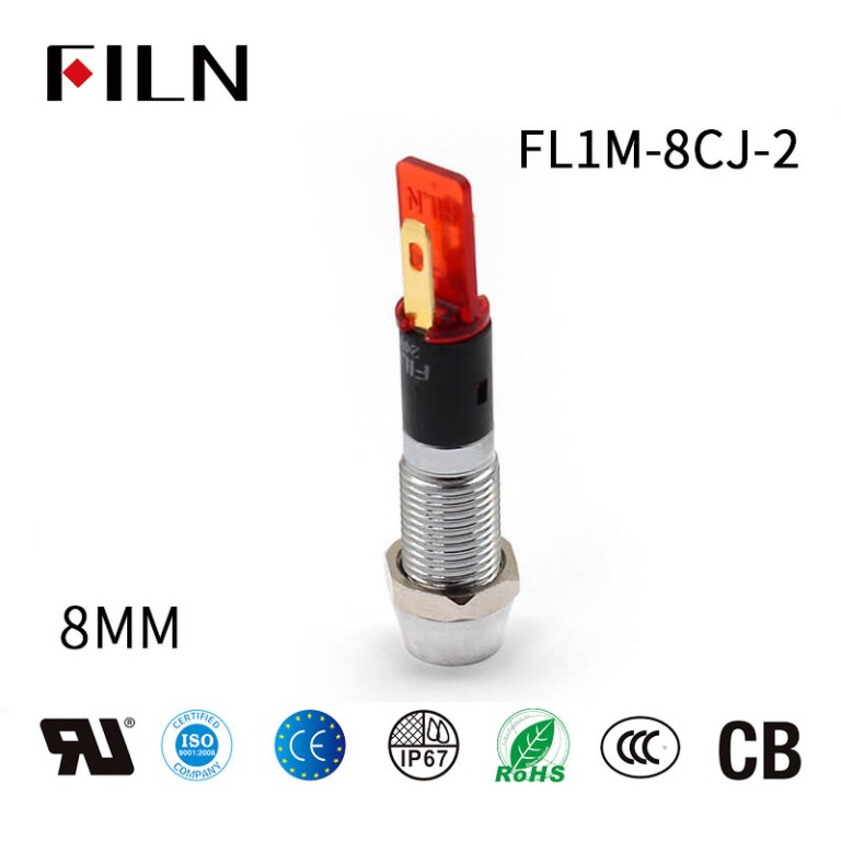 FILN 8MM IP65 Coffee 120V LED Indicator Light
