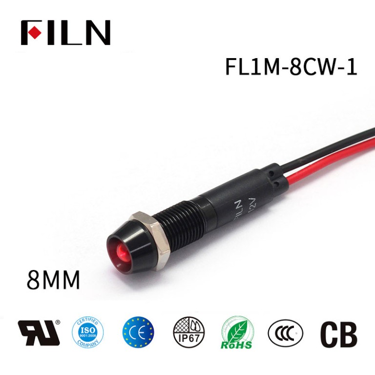 FL1M-8CW-1 8mm High Pressure IP67 LED Indicator Light 120V