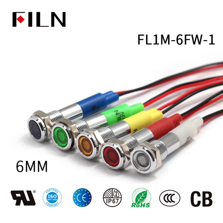 Flat-Head-IP67-Mini-Blue-LED-Indicator-Light 6mm 24V Flat Head IP67 Mini Blue LED Indicator Light