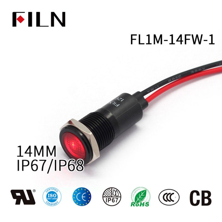 LED-indicator-light White Indicator Lights-14mm 28V Panel LED Light Waterproof
