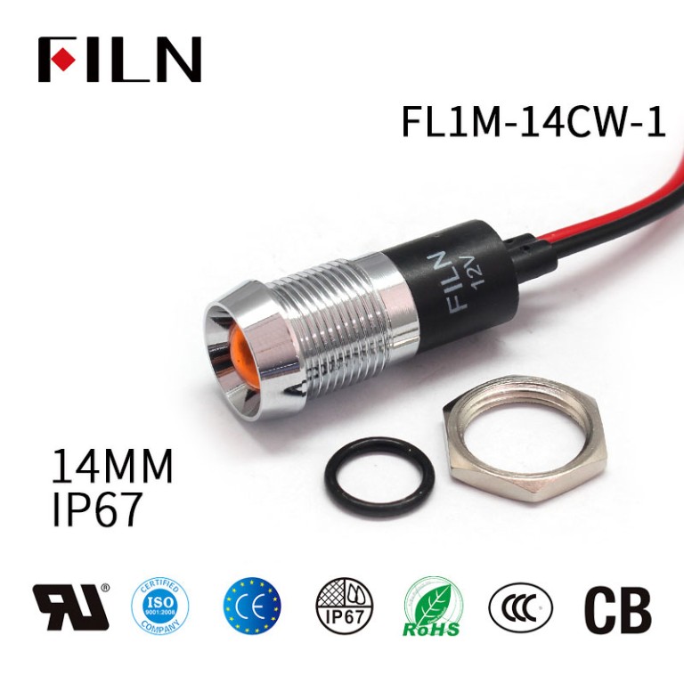 14mm LED Metal Pilot 24V LED-aanwyserlig