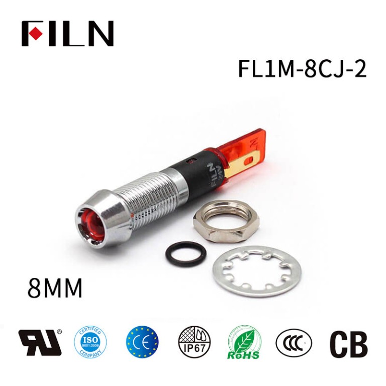 FILN 8MM IP65 Café 120V Luz indicadora LED