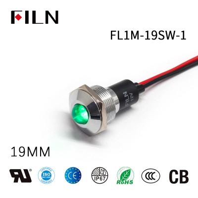 Indicatore luminoso ignifugo in metallo LED FILN da 19 mm