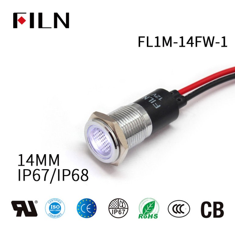 白色インジケーターライト-14mm 28V パネル LED ライト防水