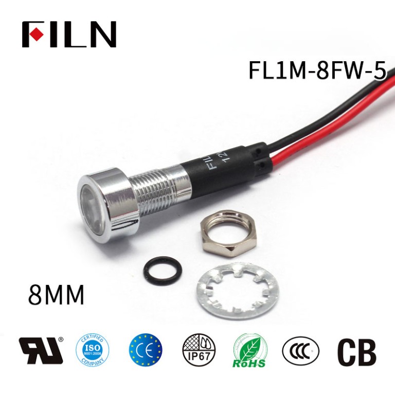 blue-indicator-light 8mm 12V Metal Vending Machine Blue LED Indicator Light