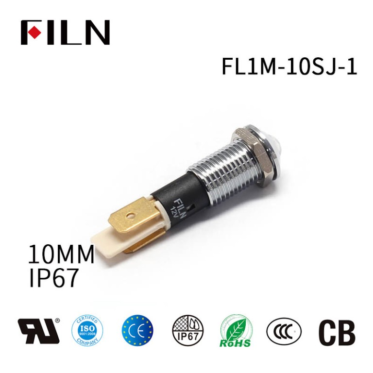 10mm 24V ip67 Convex head filn metal pilot indicator light