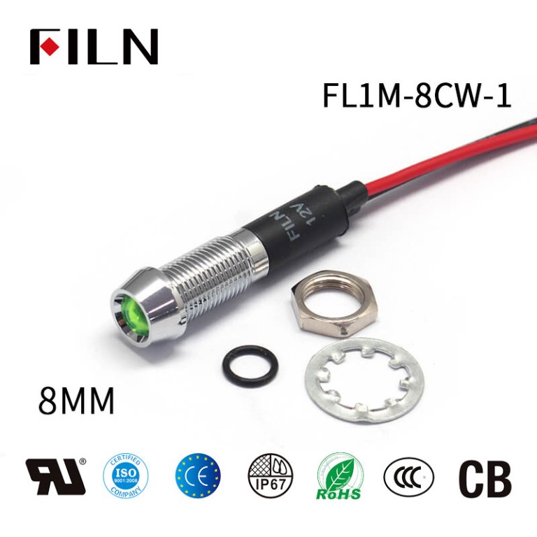 dash-board-indicator-light 8mm High Pressure IP67 LED Indicator Light 120V