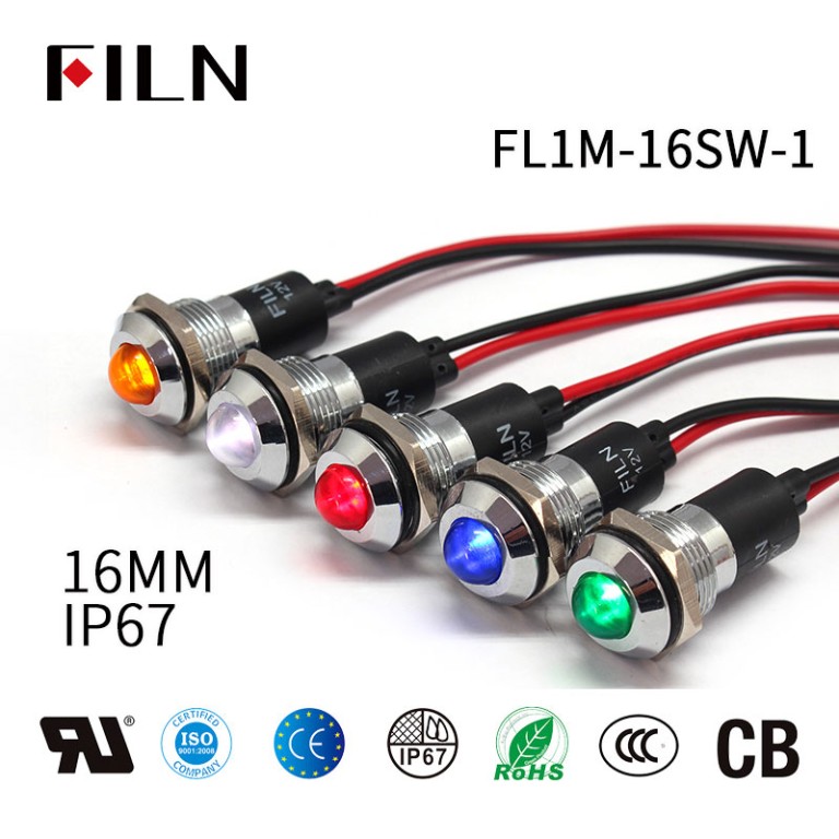 generator-indicator-ligjt 16MM IP67 Generator Metal Pilot 24VDC LED Indicator Light