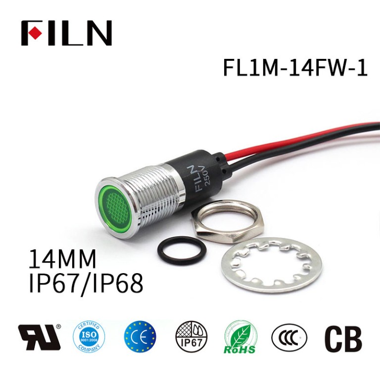 green-LED-indicator-light White Indicator Lights-14mm 28V Panel LED Light Waterproof