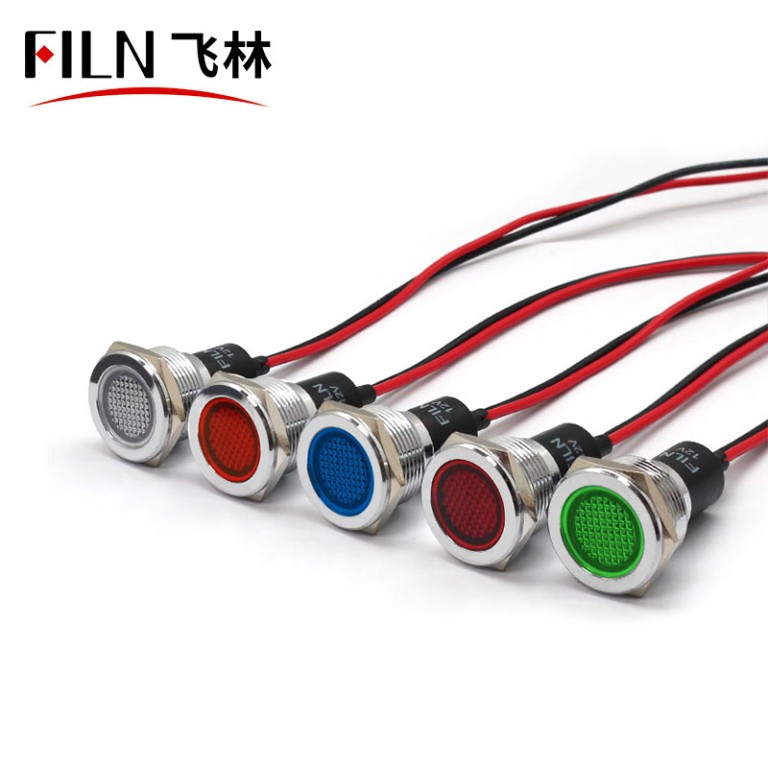 Luz indicadora piloto LED roja de 19 mm con cable