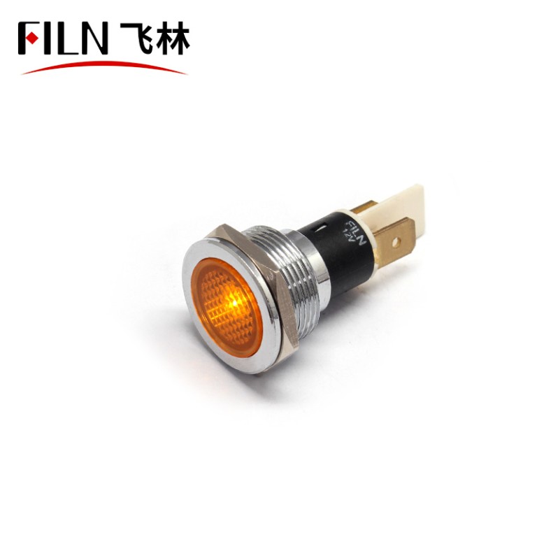 19mm Flat Yellow Indicator Light with Reflector