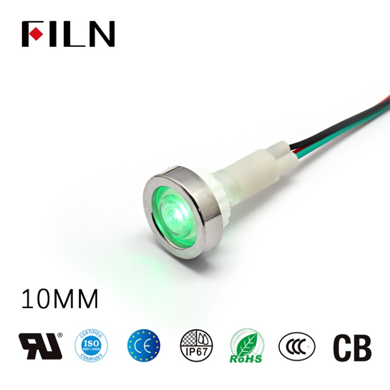 Lampada indicatore in plastica a LED con anello galvanico a doppio colore 230v