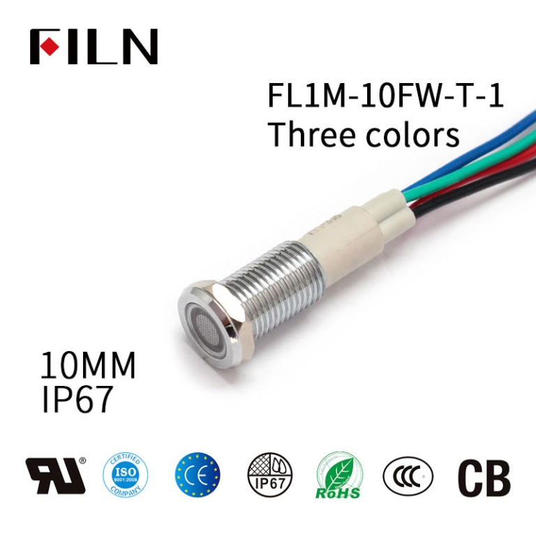 three colors ip67 6v test 10mm metal pilot indicator light