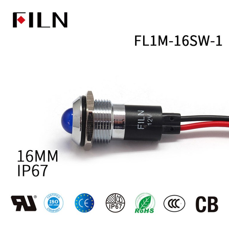 metal-indicator-ligjt 16MM IP67 Generator Metal Pilot 24VDC LED Indicator Light