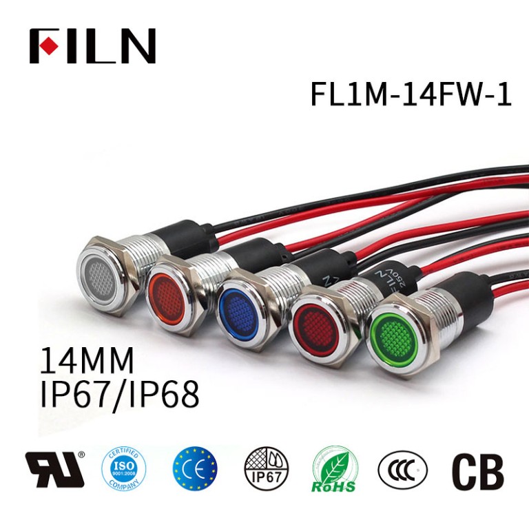 metal-indicator-ligjt White Indicator Lights-14mm 28V Panel LED Light Waterproof
