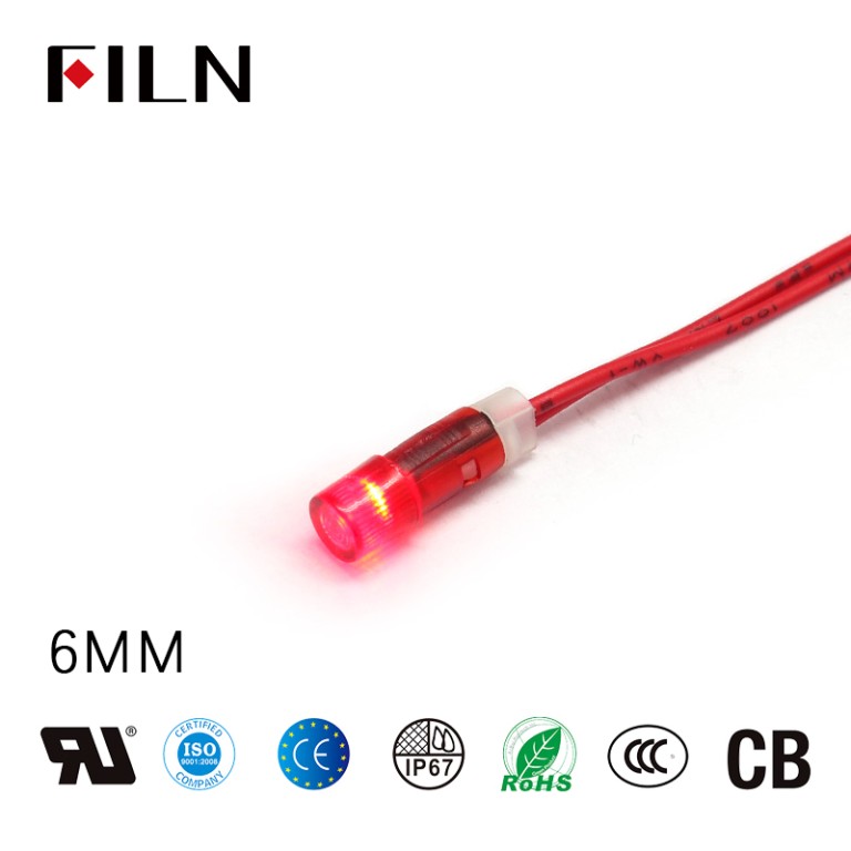 6MM 750V หม้อแปลงแรงดันสูง LED ไฟแสดงสถานะขนาดเล็ก