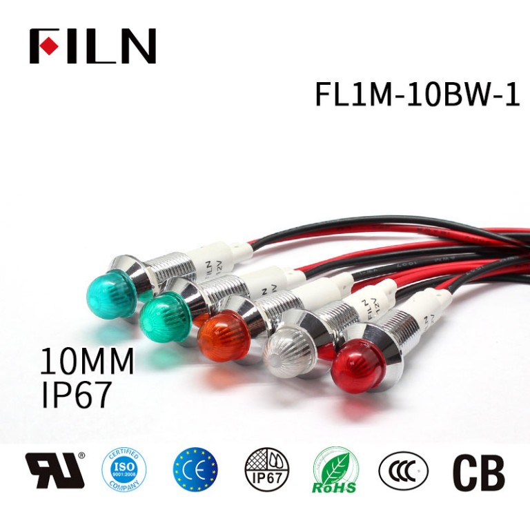 Indicadores LED de montaje en panel mini rojo 10V de 230 mm