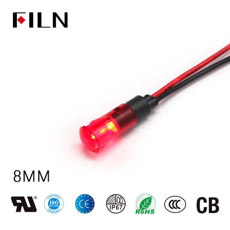 white indicator light 8MM 12V Clip-on LED Plastic White Indicator Light