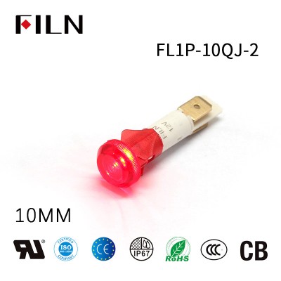 Lámpara indicadora de neón de 10 mm, bombilla de 240 V, IP67, plástico individual