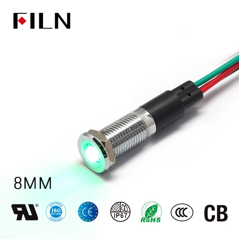 Indicatore luminoso a LED a due colori rosso verde a testa piatta da 8 mm