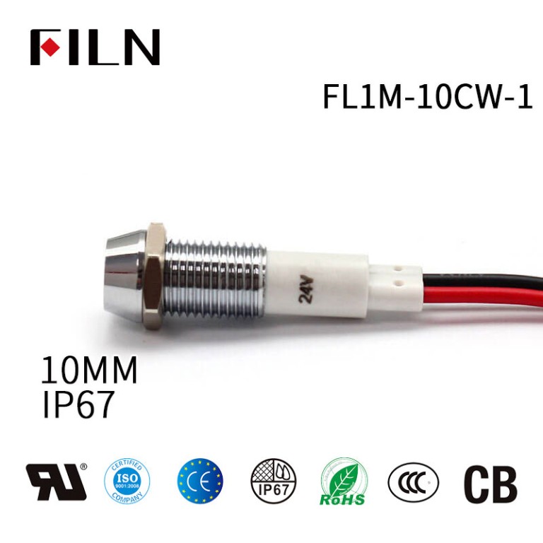 yellow-indicator-light-2 10mm Yellow LED IP67 120 Volt Panel Indicator Light