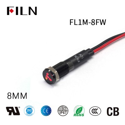8mm 12V Metal Car Indicator Light With Wire