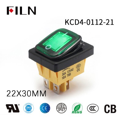 20A ON OFF Waterproof IP67 AC 120V Rocker Switch