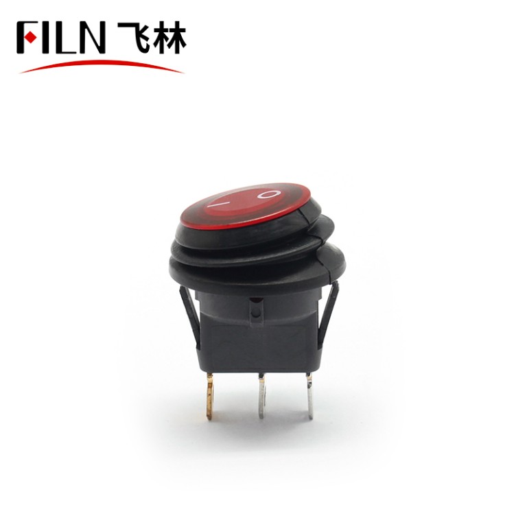 Light 3 way rocker switch 3 Way 12 Volt Red LED Round illuminated Red Power Switch