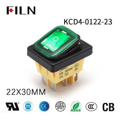 3 Way Rocker Switch 110V 15A Yellow LED ON OFF ON Momentary