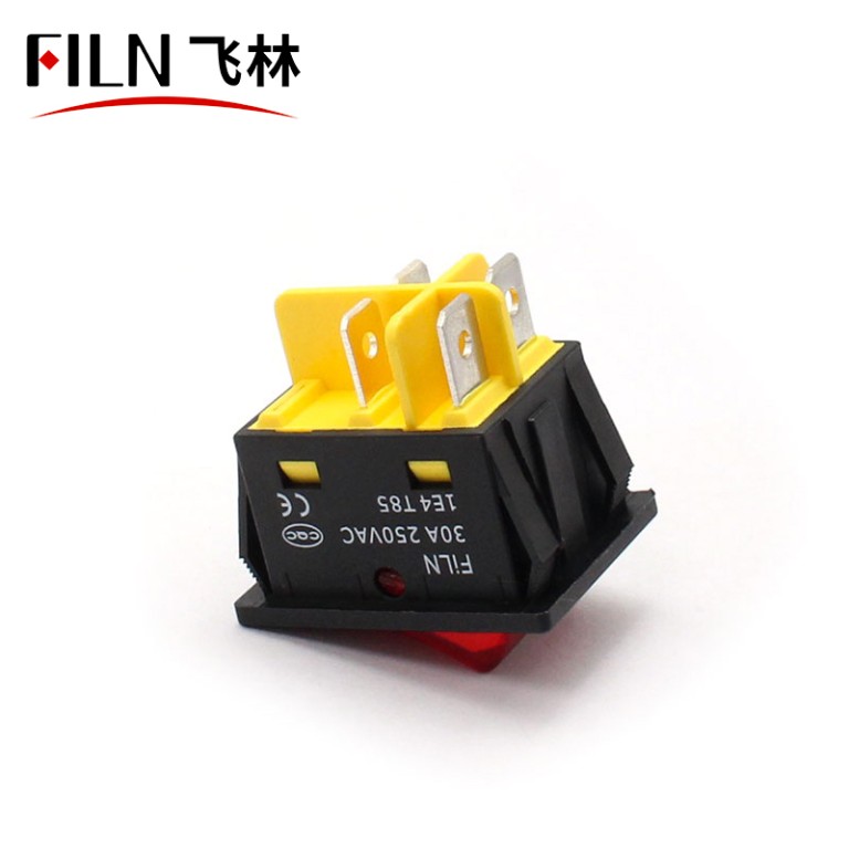 250V red rocker switch 4 Pins 30A 250V Illuminated Red Rocker Switch
