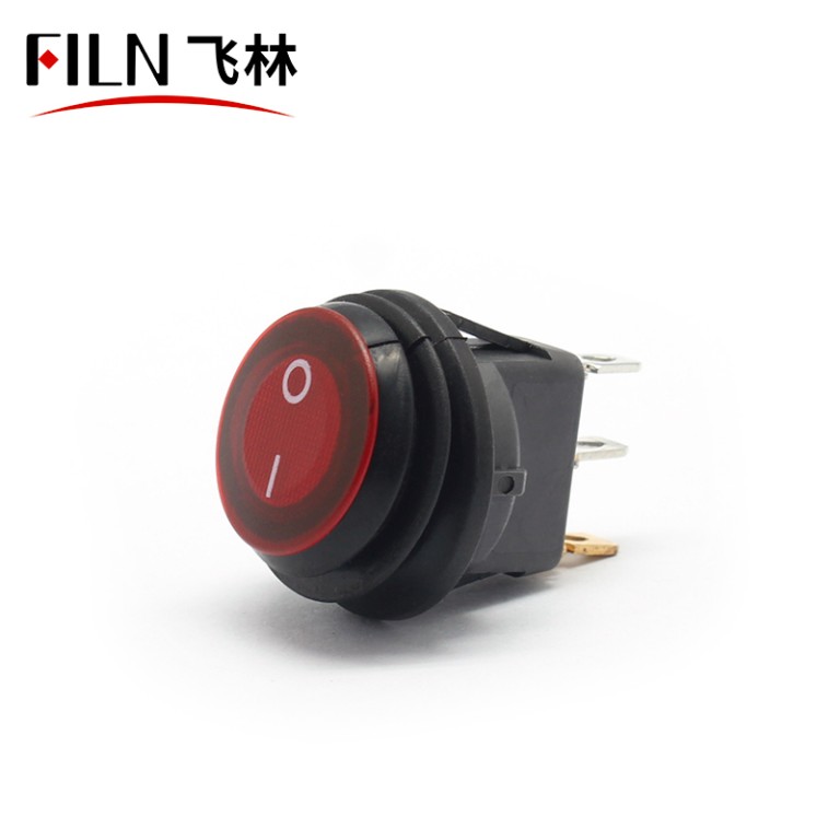 3 Way 12 Volt Red LED Round illuminated Red Power Switch