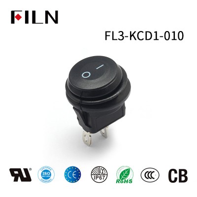 2PIN KCD1 ON OFF IP67 Black 5A 250V Car Round Rocker Switch