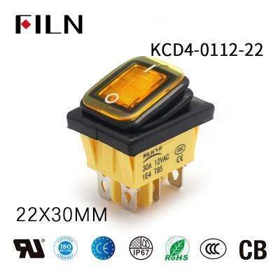 110V amarillo 6pin kcd4 onon interruptor basculante momentáneo
