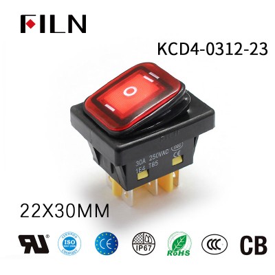 FILN KCD4 Third Gear Momentary On Off On Rocker Switch 6Pin