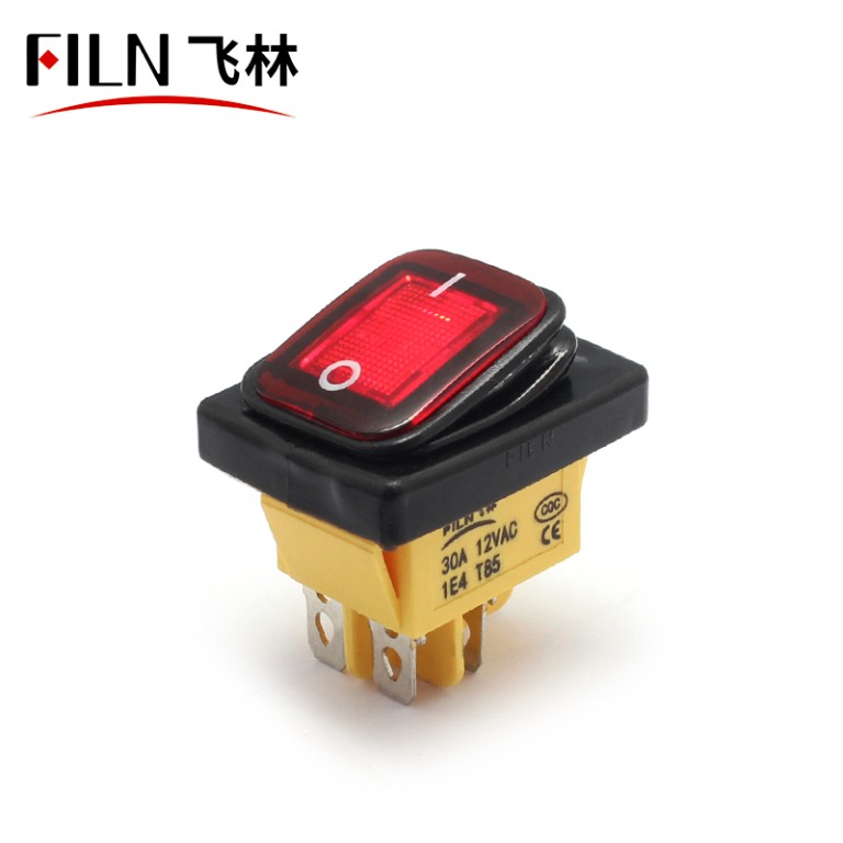 Filn 4 Pins 30A 12V สวิตช์โยกโซนอัตโนมัติชั่วขณะ