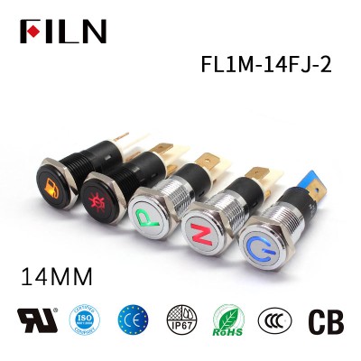 FILN 14mm Silver Black Bicycle Metal Indicator Light Symbol Indicator