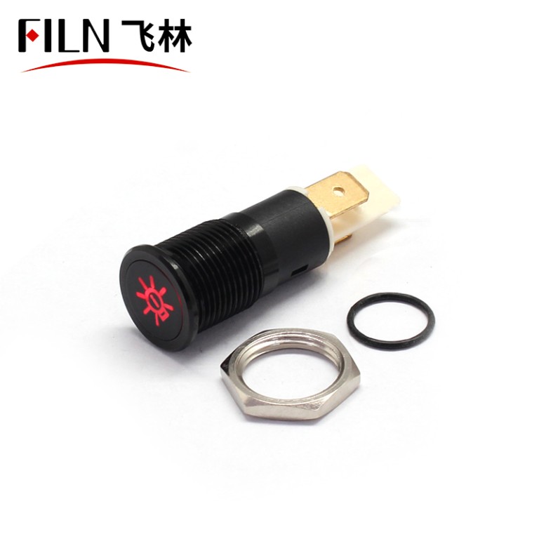 black metal indicator light FILN 14mm Silver Black Bicycle Metal Indicator Light Symbol Indicator