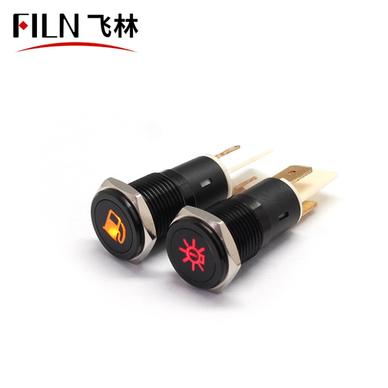 car symbol metal indicator light FILN 14mm Silver Black Bicycle Metal Indicator Light Symbol Indicator
