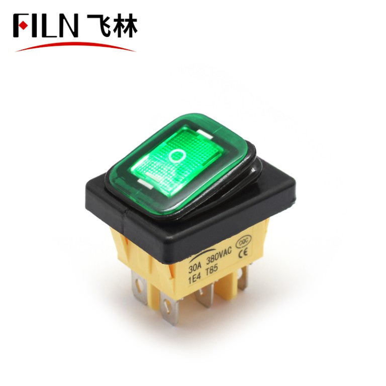 3 way rocker switch 110v 15A YELLOW LED ON OFF ON momentary kcd4-202n 3 Way Rocker Switch 110V 15A Yellow LED ON OFF ON Momentary