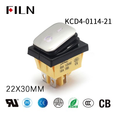 4 Pins SPST RV 12V Waterproof Blue lighted rocker switch