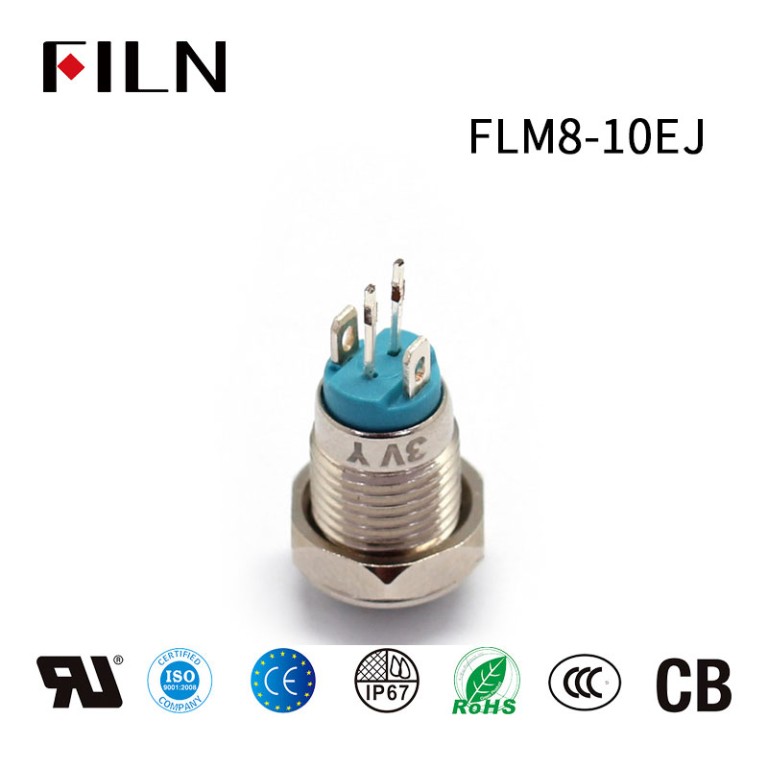 Mini interruptor de botón LED momentáneo de 8 mm, 12 V, 4 pines
