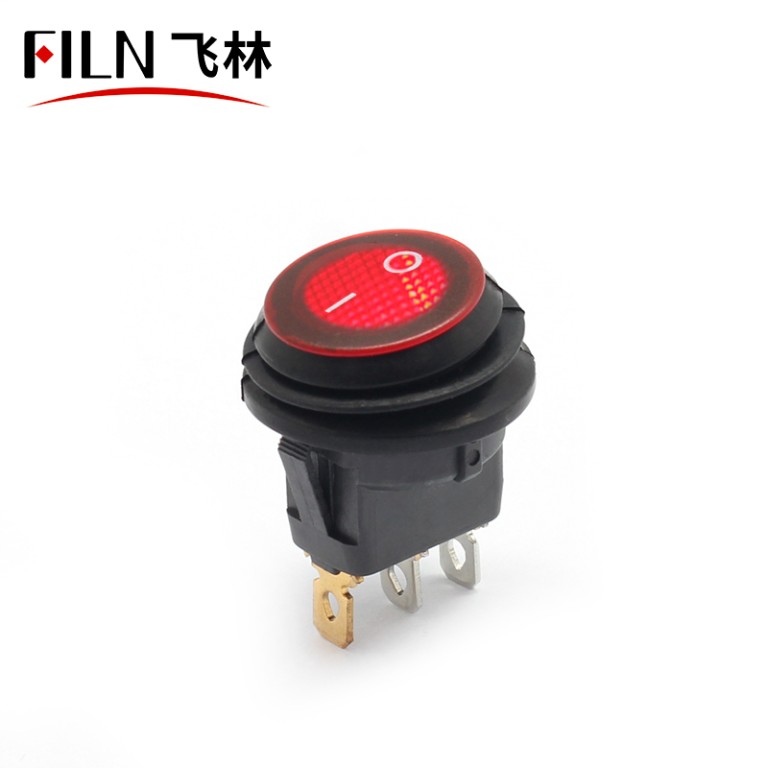 kcd1 rocker switch 3 Way 12 Volt Red LED Round illuminated Red Power Switch