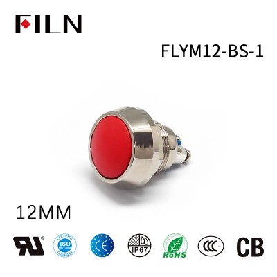 Interruptor de botón pulsador rojo FILN 2 terminales de tornillo momentáneo