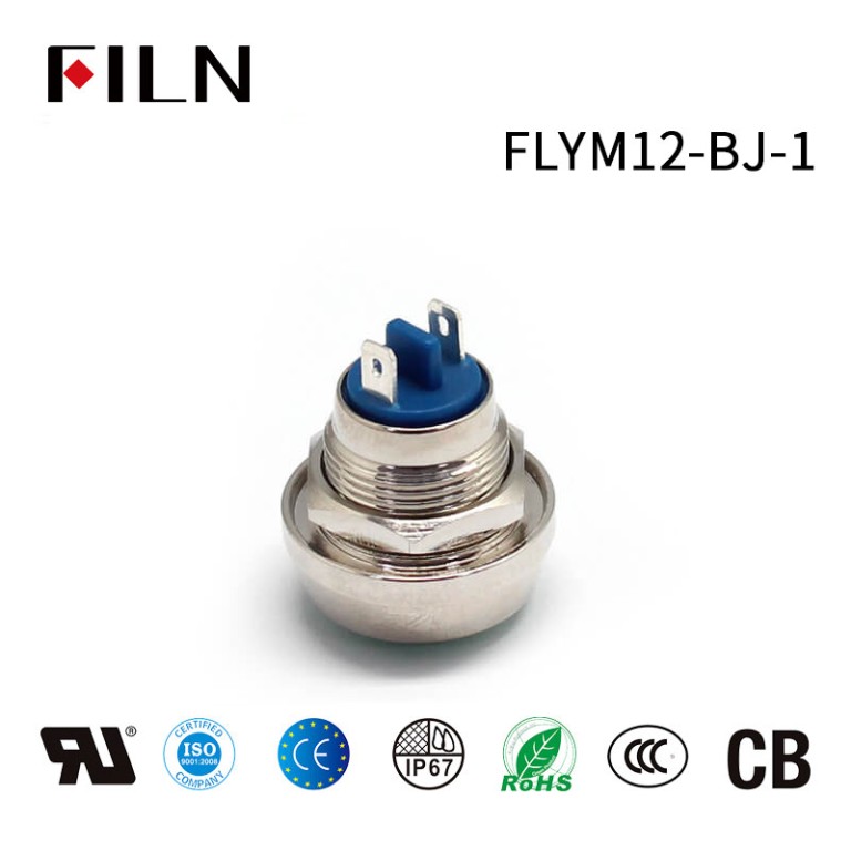 Interruptor de botón redondo de metal momentáneo FILN de 12 mm