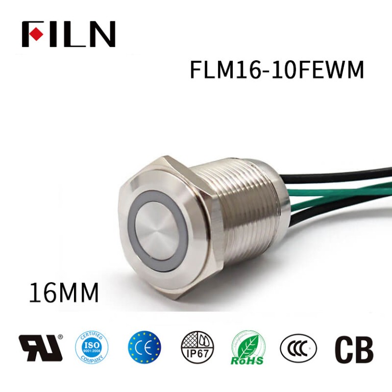 16MM 12V Green LED Metal Push Button Switch Panel