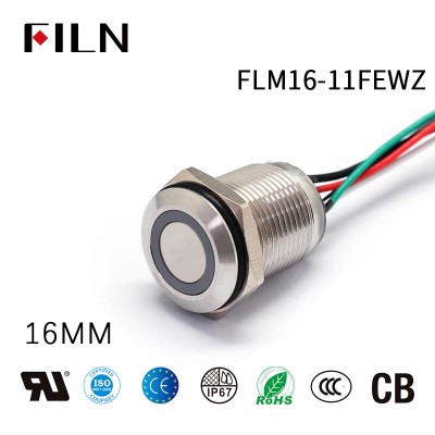 16MM 3 Colors 120V Metal 10 amp Push Button Switch