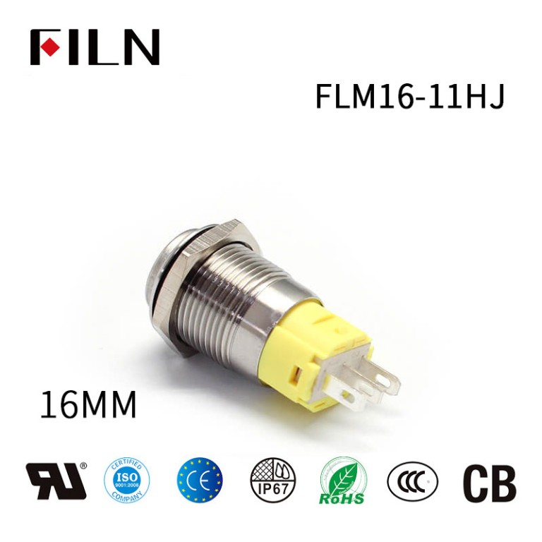 5PIN 16MM Stainless Steel Flat Style Push Button Momentary