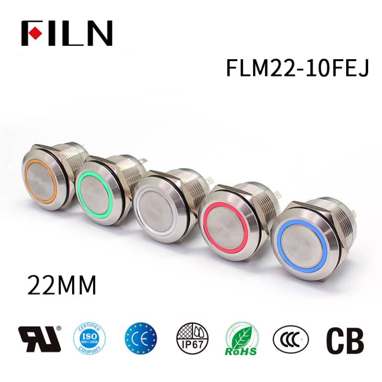 4 pin push button arduino 22MM 220 VAC Switch Button 4pin 10A Blue Push Button Switch